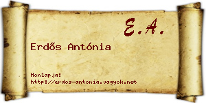Erdős Antónia névjegykártya